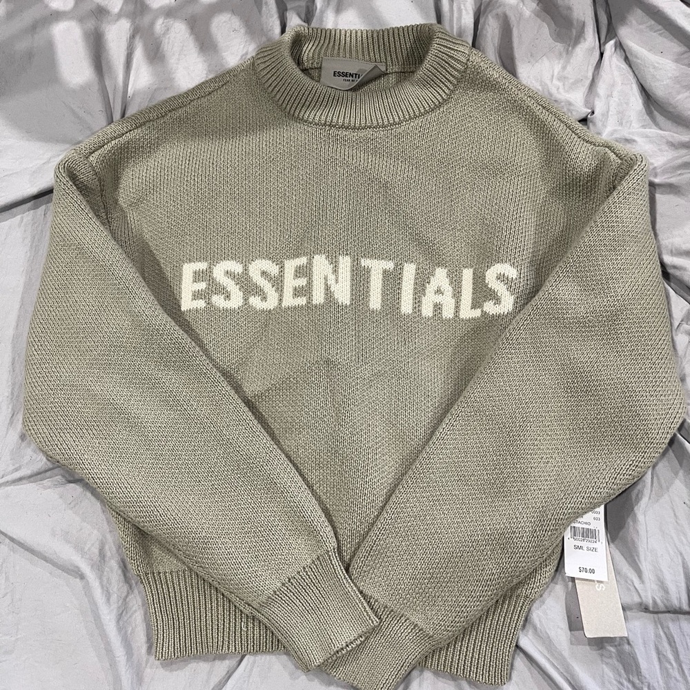 FEAR OF GOD Essentials KIDS Pistachio Knit Crew Neck Sweater